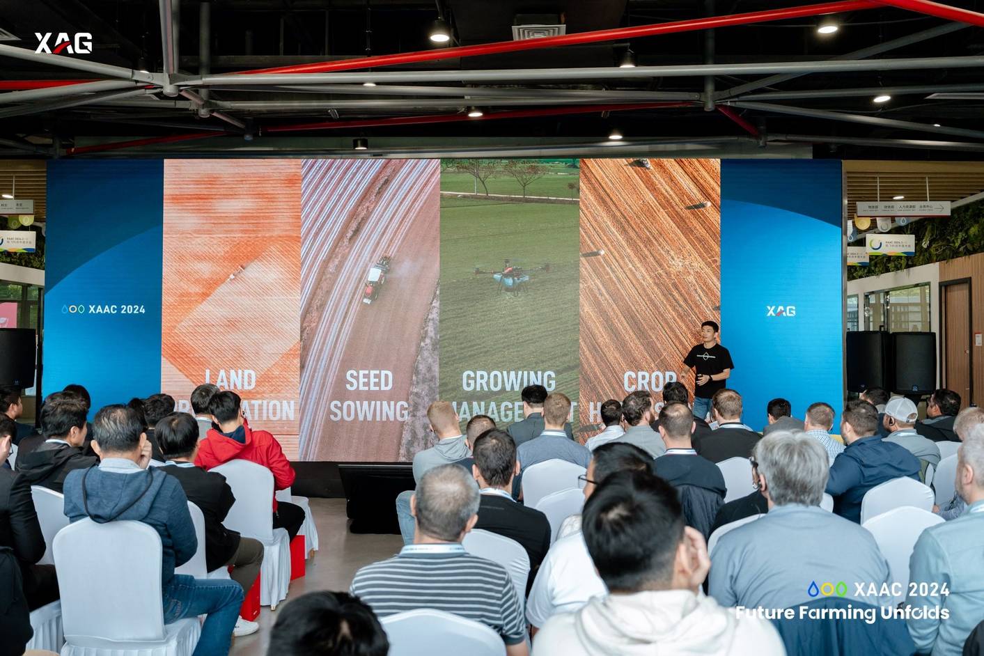 XAG's smart agricultural solution focuses on four agricultural stages: land preparation, sowing, crop management, and harvesting   
