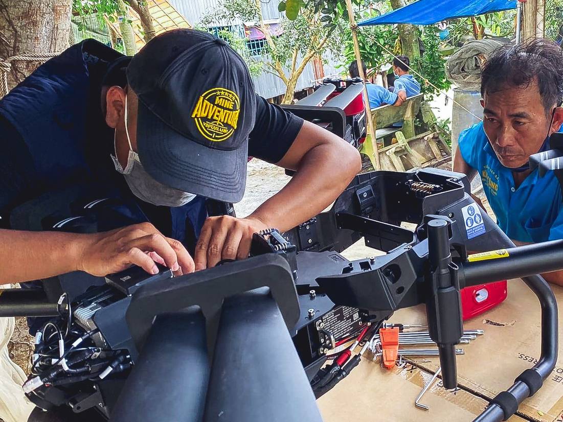 A busy day starts with careful body check of the drone that is necessary before every operation. “Don’t worry, I assure you our dear pal will recover to the best status in a few minutes.”