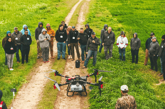 XAG’s partner Pegasus Robotics demonstrating XAG P100 Pro in the field